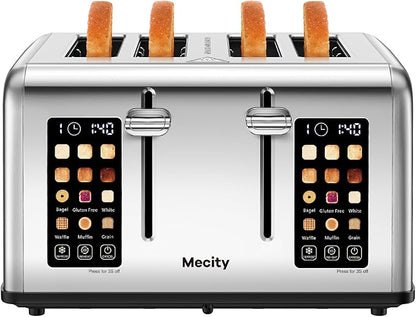 Mecity 4 Slice Toaster with Touch Screen Control, 4 Wide Slots, Stainless Steel by Mecity