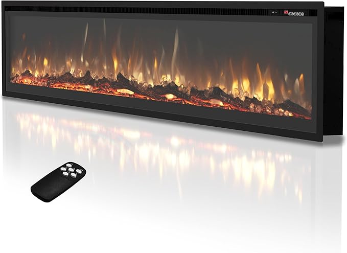 EUHOMY 73 Inch Electric Fireplace Recessed Wall Mounted Freestanding by EUHOMY