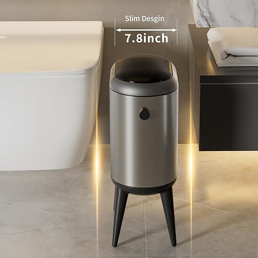 MRBIN Stainless Steel Slim Bathroom Motion Sensor Trash Can - Image 7