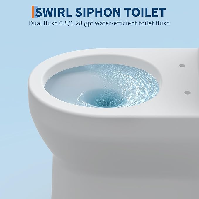 One Piece Toilet with 19" ADA Height, Round Bowl Design, Soft Closing PP Toilet - Image 5