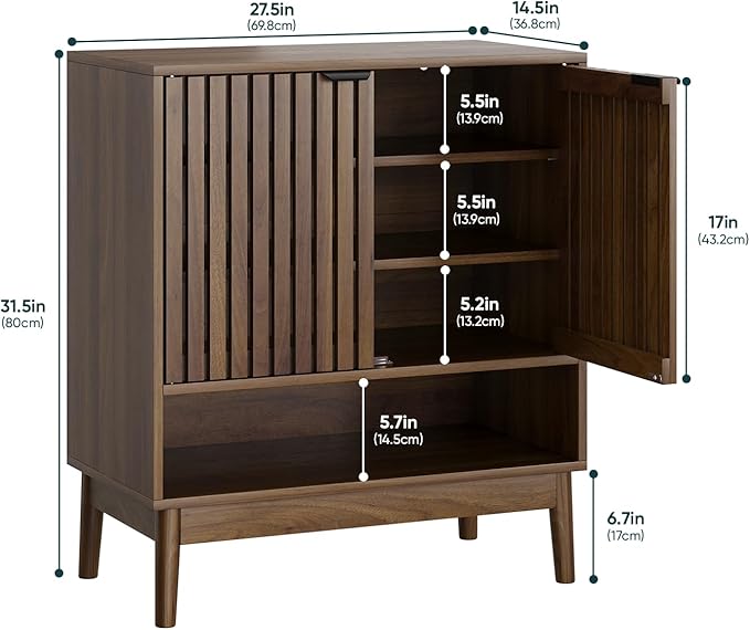 Shoe Storage Cabinet with Adjustable Shelves, Wooden Shoe Organizer, Shoes Rack - Image 2