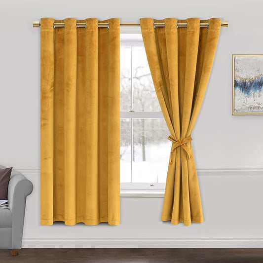 JIUZHEN Velvet Curtains 63 inches by JIUZHEN