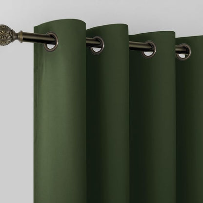 KOUFALL Dark Olive Green Blackout Curtains 84 Inches Long Moss Green Vintage by KOUFALL