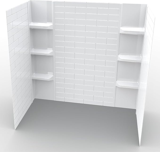 White Polystyrene Tub Wall Surround 32"x 60"x 58" by NoahWilliamHome