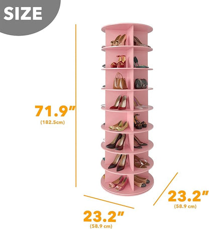 SpaceAid 8 Tier Rotating Shoe Rack Tower, Spinning Shoe Display Lazy Susan - Image 2