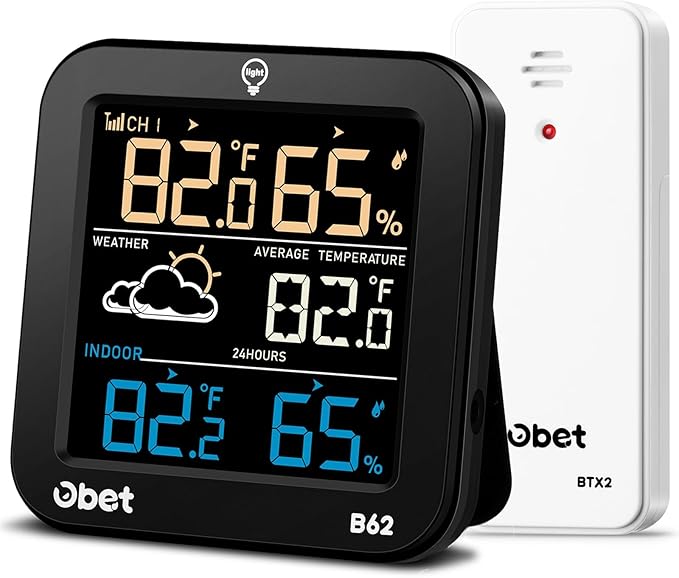 OBET Indoor Outdoor Thermometer Wireless Weather Station by OBET