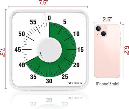 Secura 7.5 Inch Visual Timer, 60 Minute Oversize Visual Countdown Timer - Image 7