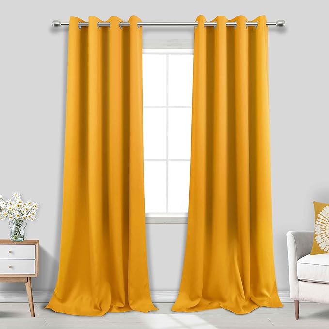 KOUFALL 108 Inch Curtains Blackout, Grommet Boho Black Out Curtains by KOUFALL