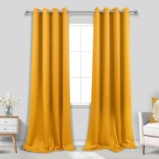 KOUFALL 108 Inch Curtains Blackout, Grommet Boho Black Out Curtains by KOUFALL