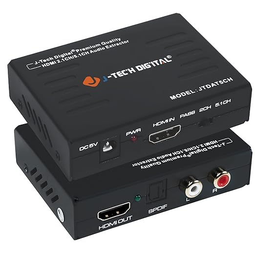 J-Tech Digital Premium Quality 1080P HDMI To HDMI + Audio Audio Extractor by J-TechDigital