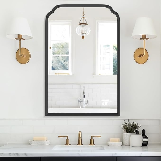 20X30 Inch Black Metal Framed Bathroom Mirror by FerytangeHome