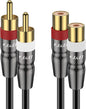 J&D 2 RCA Extension Cable Male to Female, Copper Shell Gold-Plated 2RCA Male to by JDTech