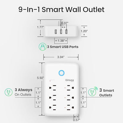 GHome Smart Plug Outlet Extender, USB Wall Charger - Image 5