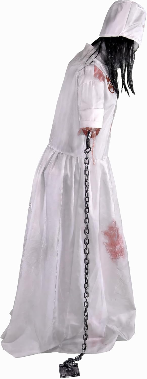 Haunted Hill Farm Life-Size 5.2-Ft Animatronic Convulsing Nurse by Tekky Hall...