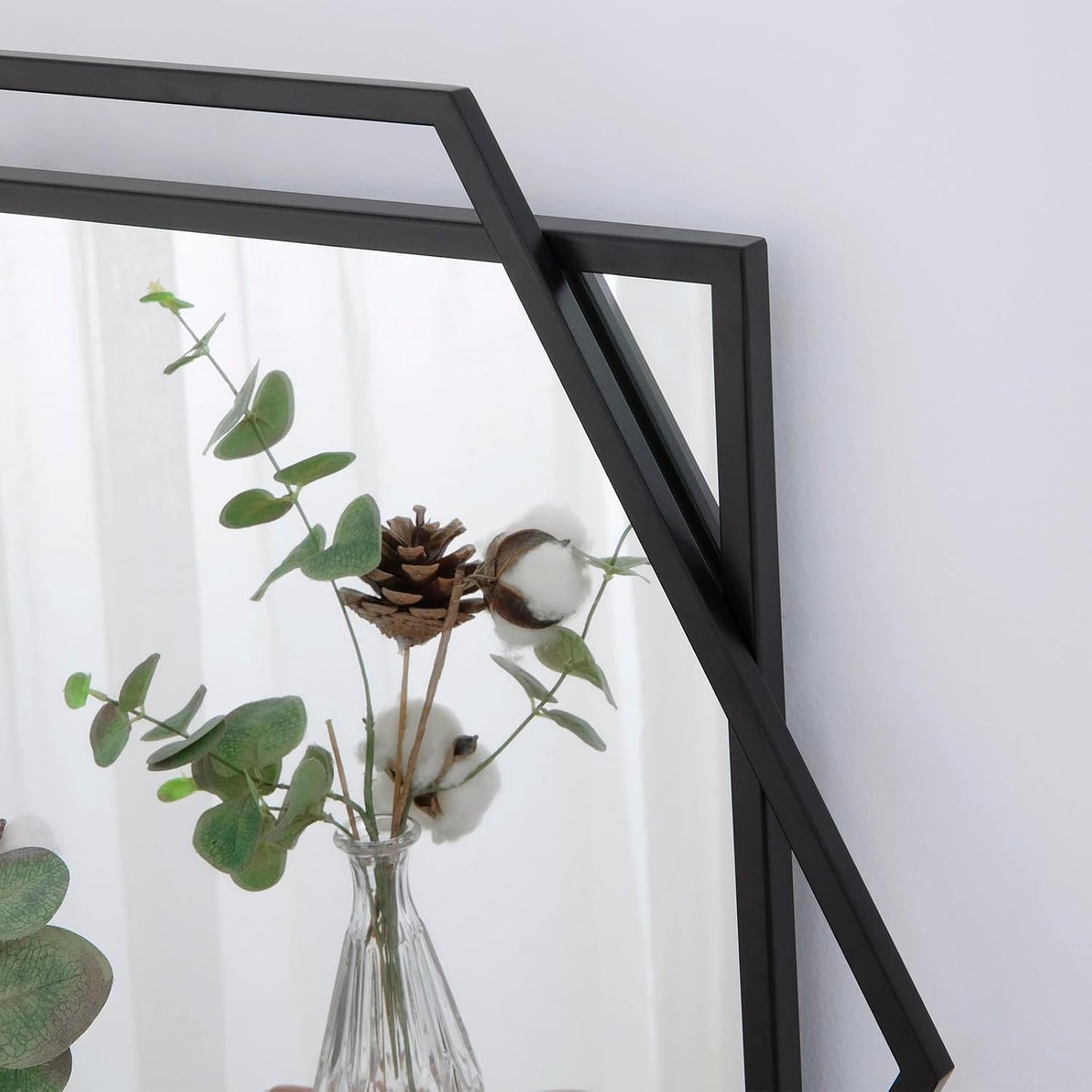 24"x47" Large Wall Mirror for Decor, Living Room Decoraive Wall Mirror with Metal Frame, Unique Black Bathroom Mirror Vertical or Horizontal Hanging