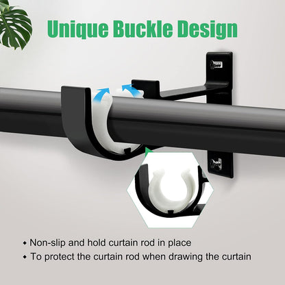 TOKPLNU Curtain Rod Bracket, Black 6 Pack Curtain Rod Holders Heavy Duty Curtain Rod Hooks Hangers for 1 Inch Drapery Rods, Single Curtain Rod Hanging Brackets for Wall