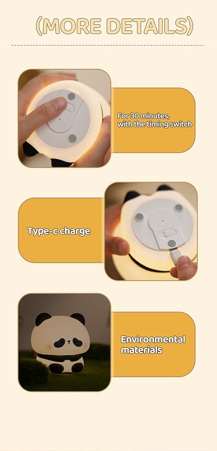 ATSUI Cute Panda Night Light, LED Squishy Novelty Animal Night Lamp, Food Grade - Image 7