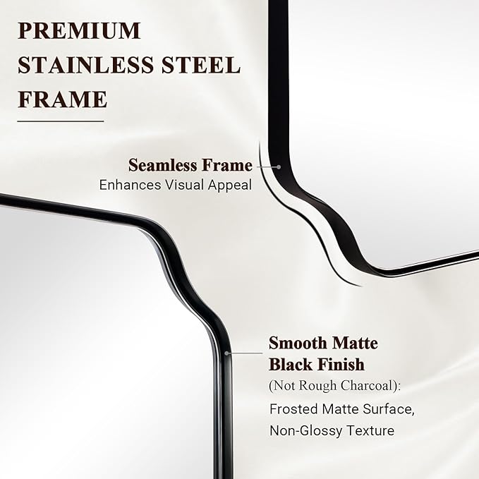 ANDY STAR 30x40 Inch Matte Black Mirror, Unique Rectangle Mirror - Image 4