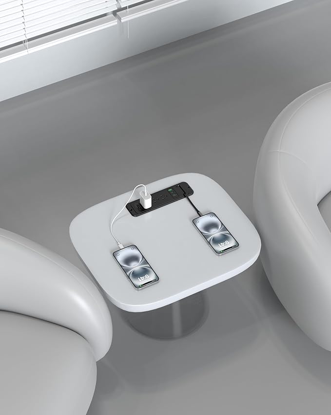Recessed Power Strip with Retractable USB C Cable, 2 PD 20W USB C, Flush Mount - Image 7