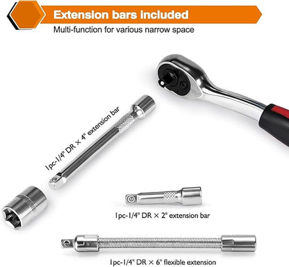 Egofine 46 Pieces 1/4 inch Drive Socket Ratchet Wrench Set, - Image 5