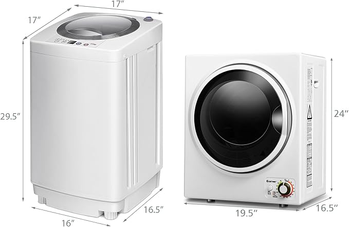 COSTWAY Washer and Dryer Combo Set, 8Lbs Capacity Portable Washing Machine - Image 9