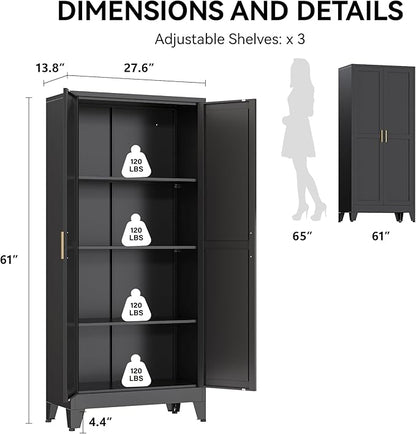 COFaR 61" Tall Pantry Cabinet in Black, Modern Storage Cabinet - Image 2
