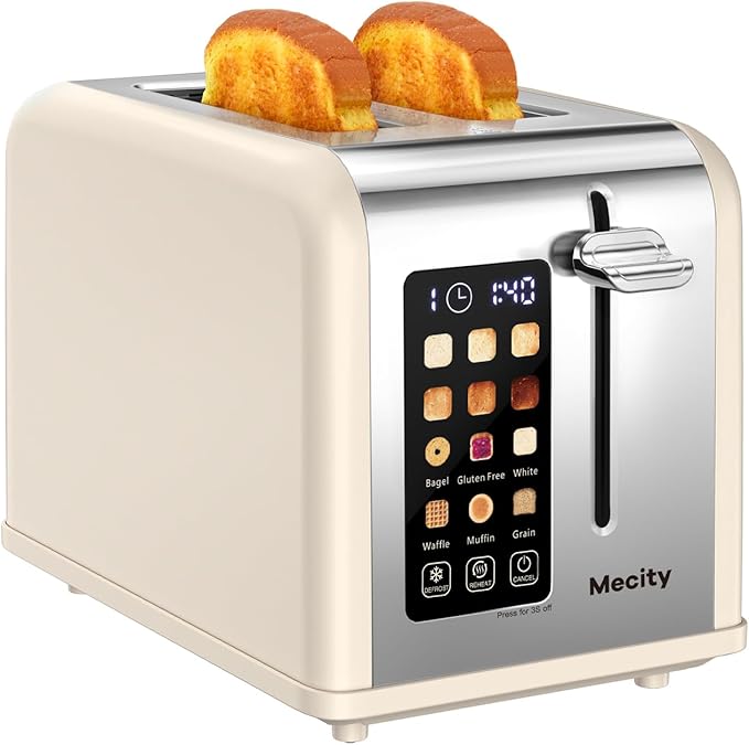 Mecity 2 Slice Touch Screen Toaster, 1.5" Wide Slot, Stainless Steel Smart by Mecity