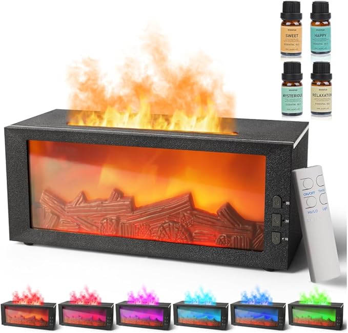 BOHOFAM Fireplace Essential Oil Aroma Diffuser, Flame Air Humidifiers 300ML by BOHOFAM