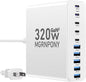 320W USB C Charger Block, 10-Port USB C Charging Station GaN III PD 65W Laptop by MGRNPONY