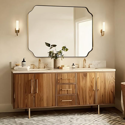 ANDY STAR 36"x48" Large Gold Mirror, Brushed Brass Rectangle Bathroom Mirror - Image 3