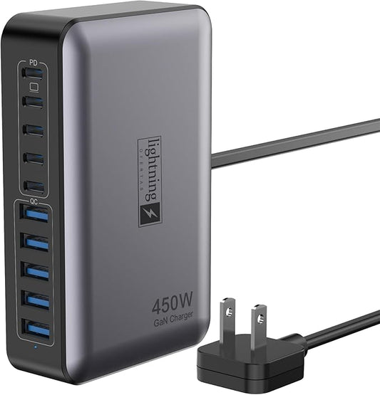 USB C Charger Block 10 Ports, 450W USB Charging Station by lightningofertas