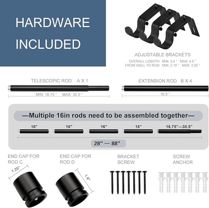 Latest Curtain Rods for Windows 28 to 88 Inches Length Adjustable 1 Inch - Image 2
