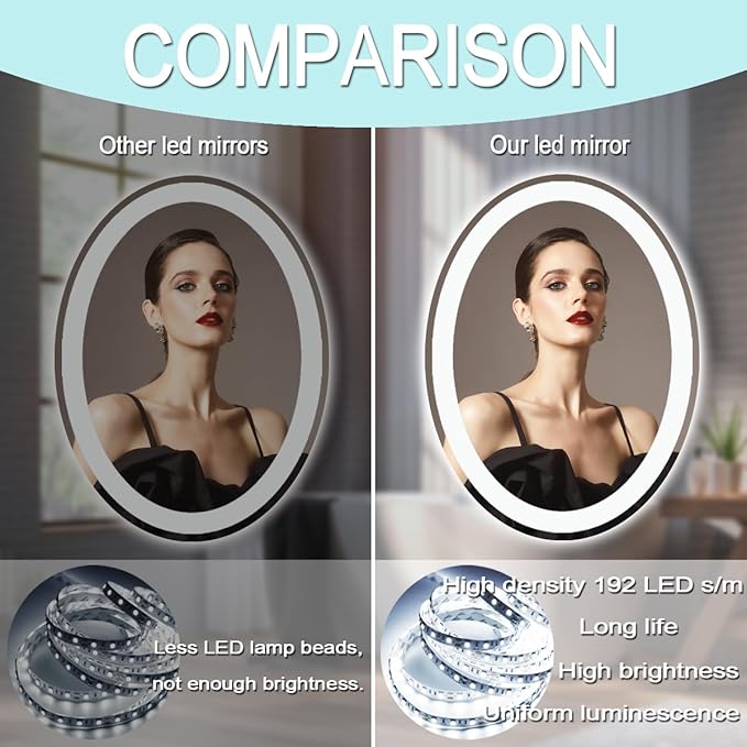26 x 40 Inch Oval LED Vanity Mirror - Image 5