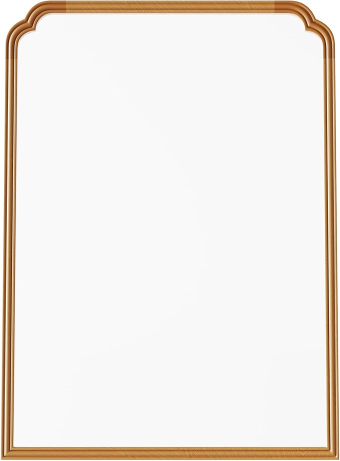 30" x 40" Wood Bathroom Mirror for Over Sink, Rustic Rounded Corner Vanity - Image 9