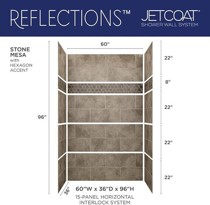 Miseno MSW-603696RFL Readyset 60" X 36" X 96" Fifteen Panel Alcove Shower Wall - Image 9