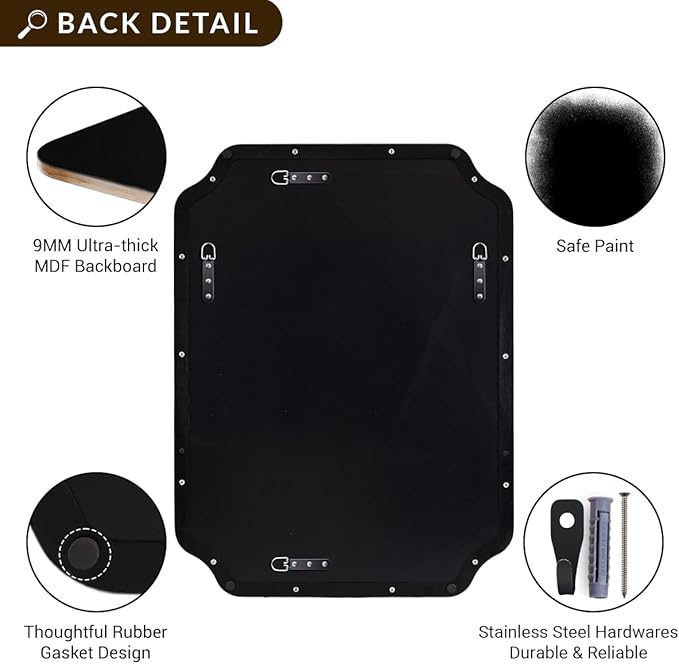 ANDY STAR 30x40 Inch Matte Black Mirror, Unique Rectangle Mirror - Image 8