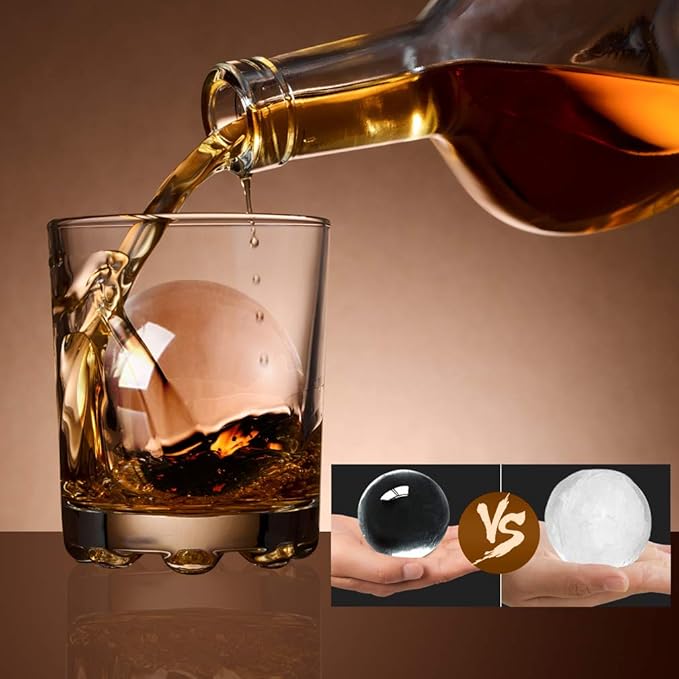 TINANA Crystal Clear Ice Ball Maker, 4 Cavity Large Clear Ice Balls Form - Image 2
