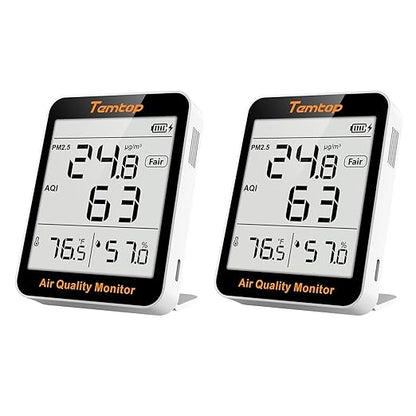 Temtop 2 Pack S1 Indoor Air Quality Monitor, Portable AQI PM2.5, Temperature by Temtop