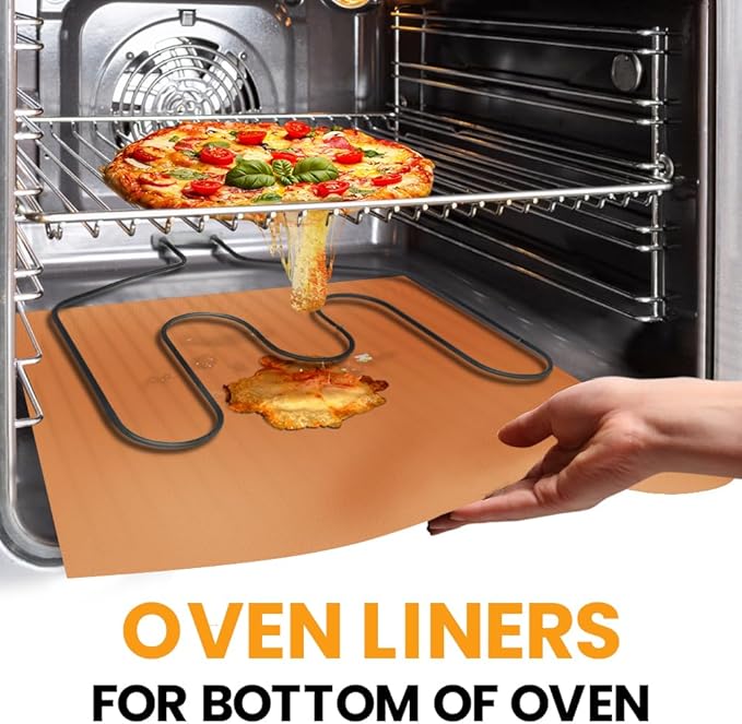 Copper 2 Pack Heavy Duty Non Stick Teflon Oven Liners Mat, Large Thick Liners - Image 2