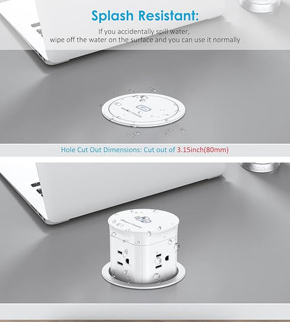 Jgstkcity Pop Up Outlet with 15W Wireless Charger, 4 Outlets 15A, Splash - Image 4