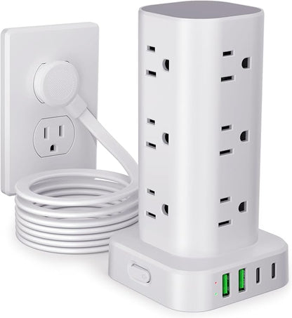 Power Strip Tower with Multiple Outlets, Flat Plug Surge Protector Tower by Unknown