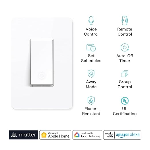 Kasa Matter Smart Light Switch: Voice Control w/Siri, Alexa & Google Assistant - Image 2