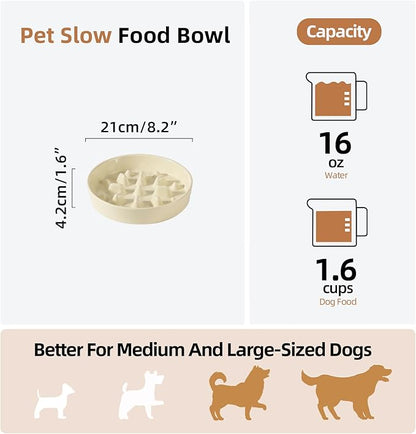 Ceramic 1.6 Cup Dog Bowl Slow Feeder, 8.2 inch Slow Pet Food Dish - Image 2