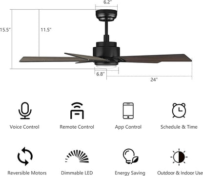 SMAAIR Smart Ceiling Fan with Light, 48inch Indoor and Outdoor ceiling fan with - Image 9