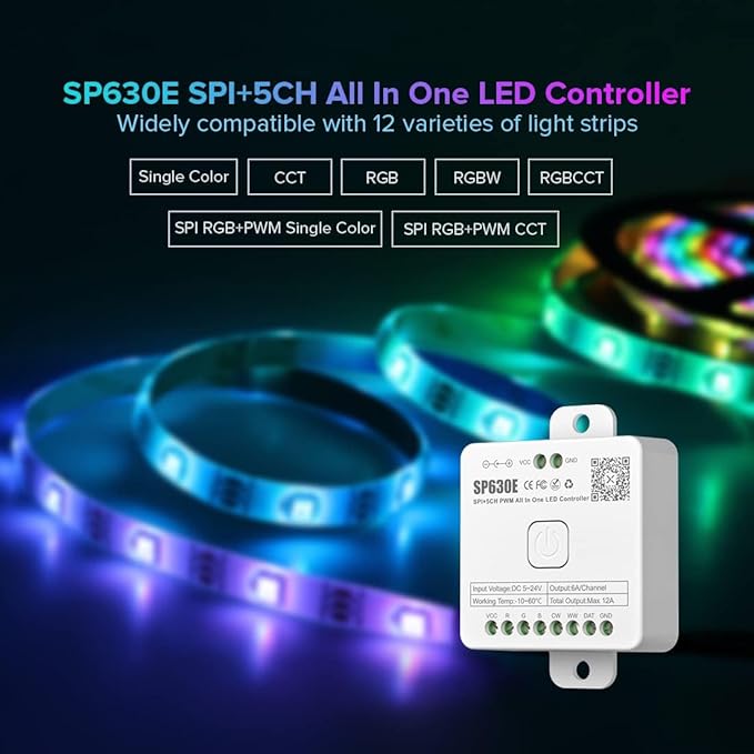 BTF-LIGHTING SP630E Bluetooth LED Controller Support PWM Monochrome CCT RGB - Image 2
