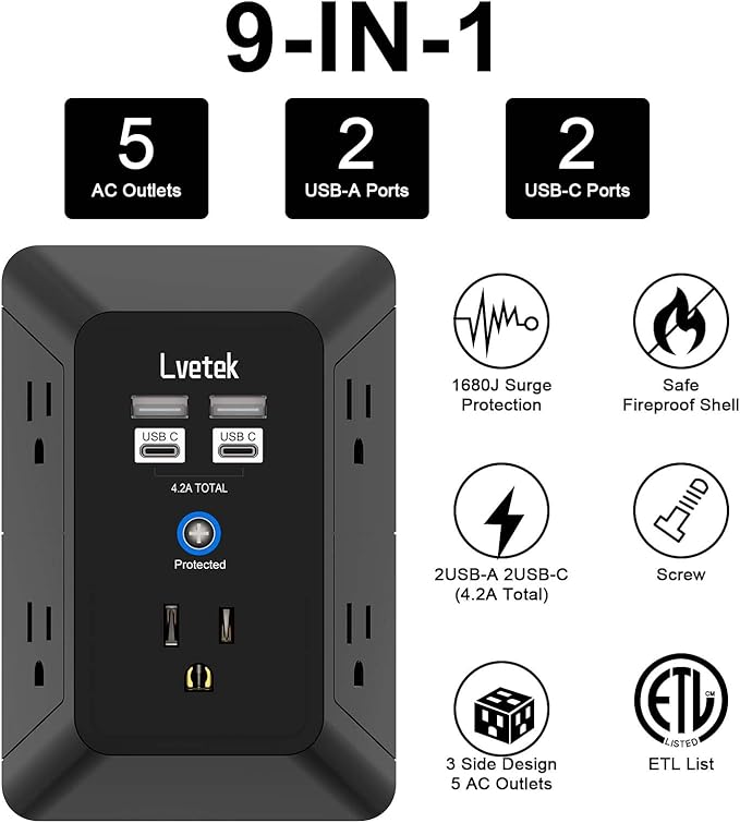 Outlet Extender, Surge Protector Outlet - Image 2