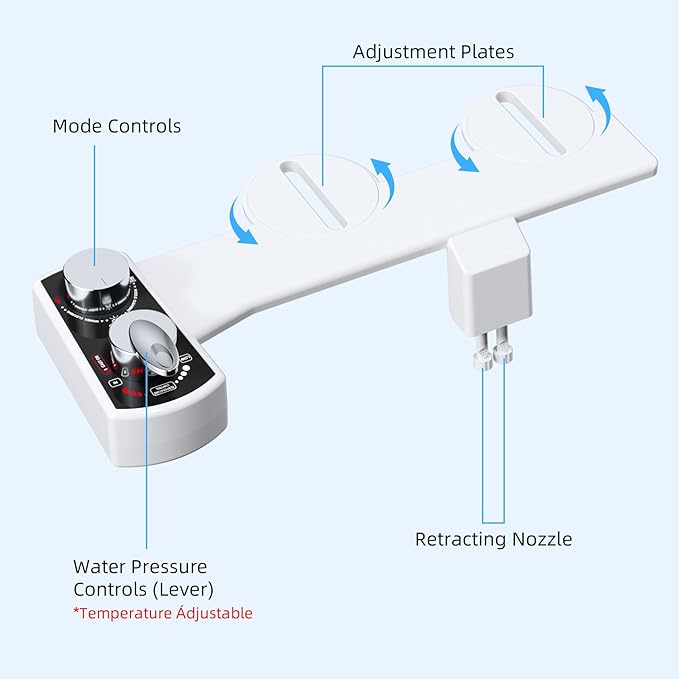 Hibbent Bidet Attachment for Toilet, Hot and Cold Water Spray Non-Electric Dual - Image 3