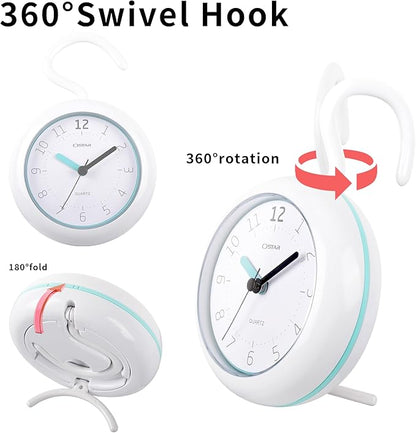 OSTAR Waterproof Bathroom Shower Clock, Analog Quartz Clock Hanging Stand Dual - Image 7