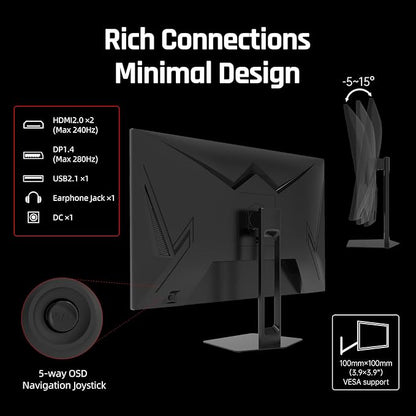 KTC 27'' 280Hz 240Hz Gaming Monitor 1ms GTG 350nits Fast VA 1080P Tilt 126% - Image 5