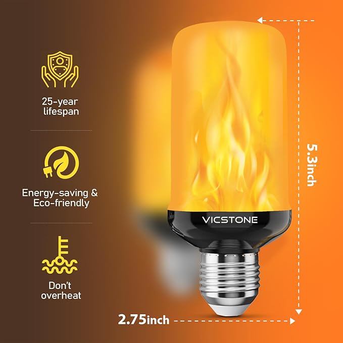 Vicstone Upgraded LED Flame Light Bulbs Christmas Decorations, 4-Mode - Image 4